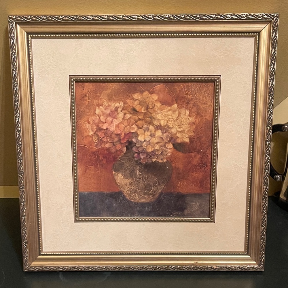 Elegant Framed Floral Art Print no glass